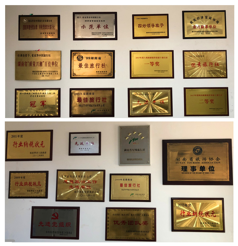 张家界中旅公司荣誉证书 张家界中旅公司荣誉证书